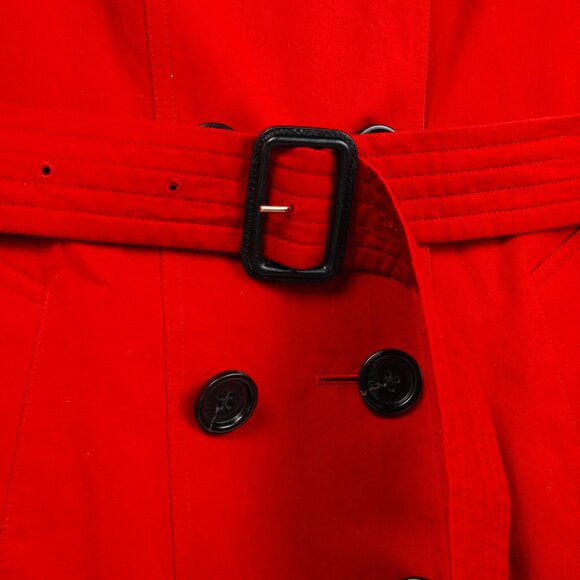 Burberry Red Cotton Belted Double-Breasted Trench Coat - Picture 9 of 16